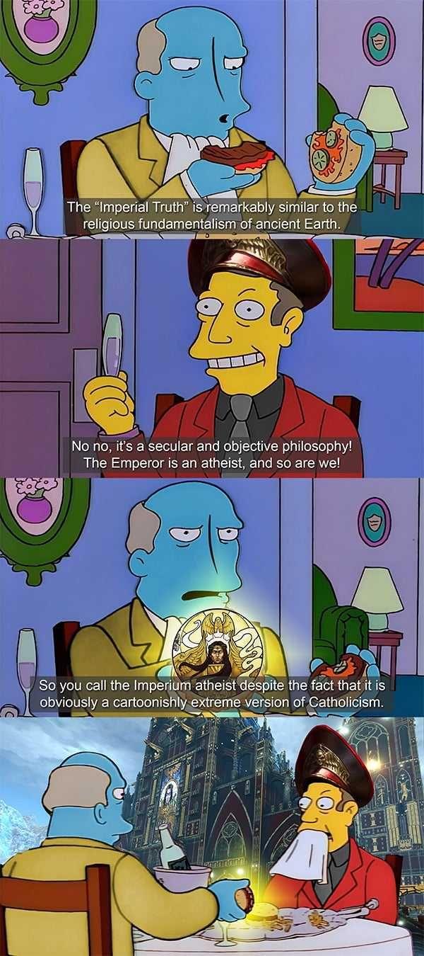 No no its a secular and objective philosophy The Emperor i theist and so are we o atheist despite the fact that it s xireme version of Catholicism S 264