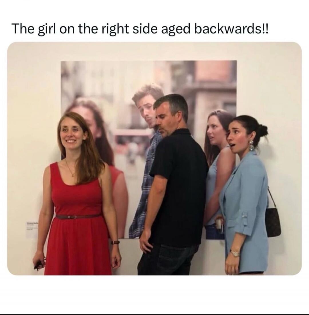 The girl on the right side aged backwards!!