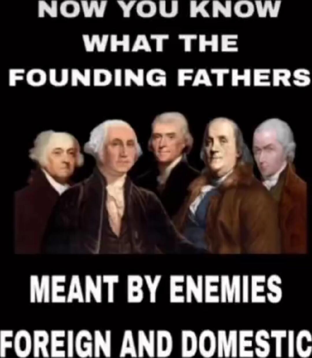 NOW YOU KNOW WHAT THE FOUNDING FATHERS MEANT BY ENEMIES FOREIGN AND DOMESTIC
