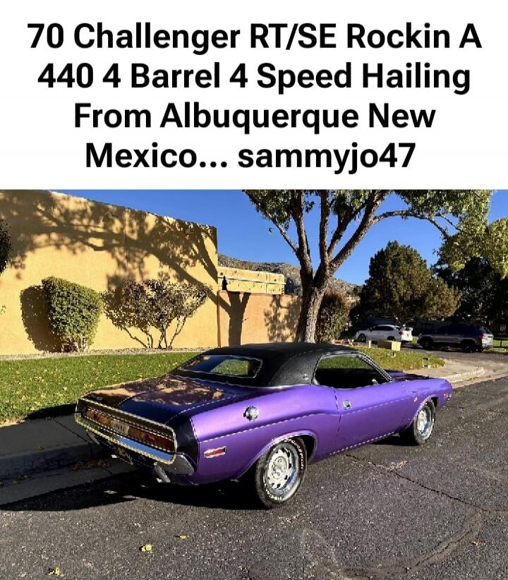 70 Challenger RT/SE Rockin A 440 4 Barrel 4 Speed Hailing From Albuquerque New Mexico... sammyjo47