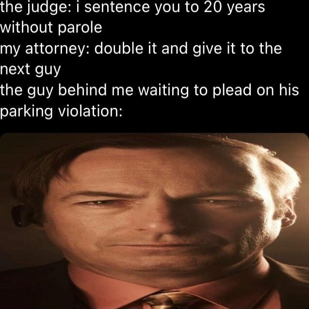 the judge sentence you to 20 years without parole VRIS RR e oIV o I Tale Ne NI G R 31 next guy the guy behind me waiting to plead on his parking violation