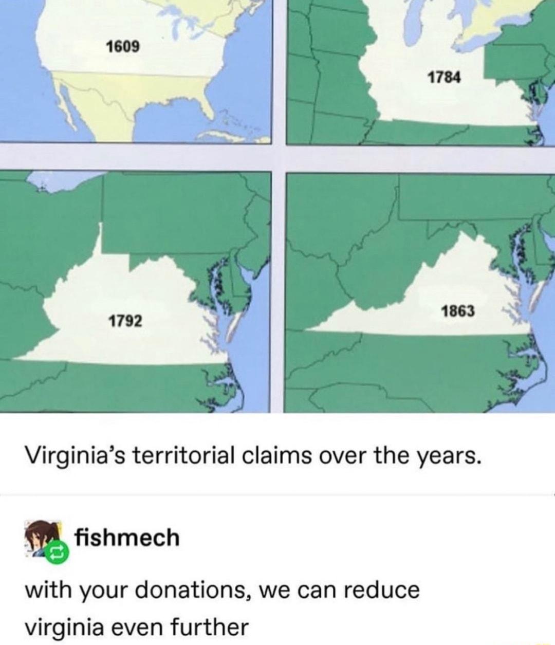 Virginias territorial claims over the years fishmech with your donations we can reduce virginia even further