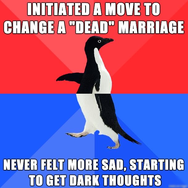 INITIATEDA MOVE TO CHANGE A DEAD MARRIAGE NEVER FELTMORE SAD STARTING TOGETDARK THOUGHTS