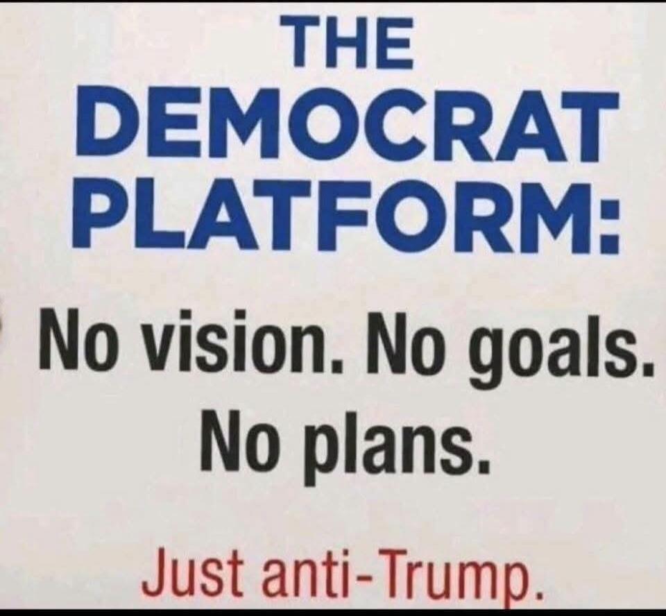 THE DEMOCRAT PLATFORM: No vision. No goals. No plans. Just anti-Trump.