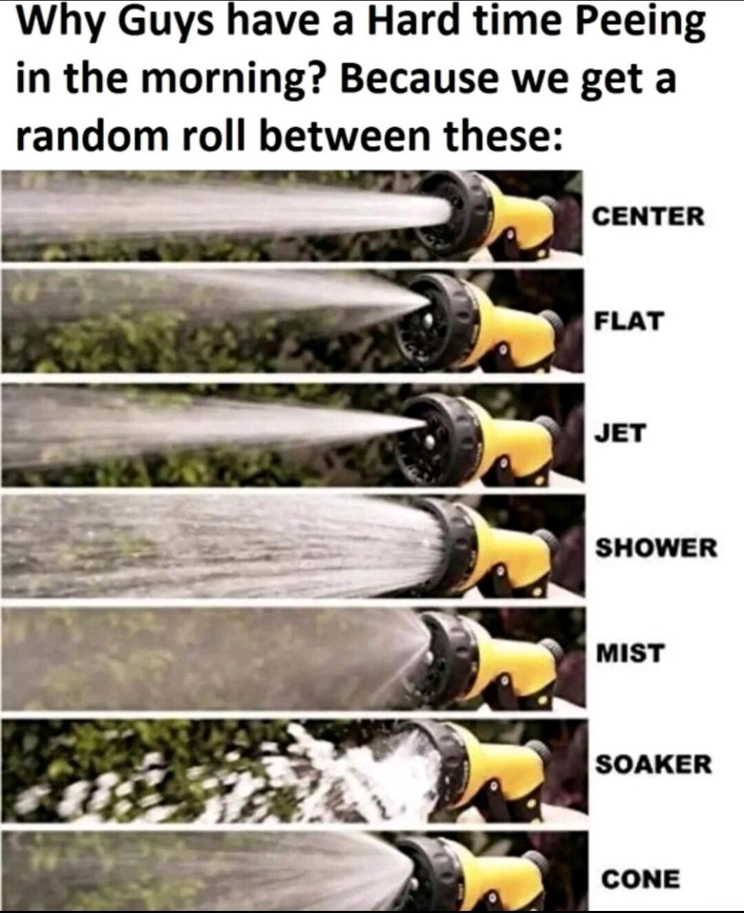 Peeing in the morning Because we get a random roll between these MSOAKE 1