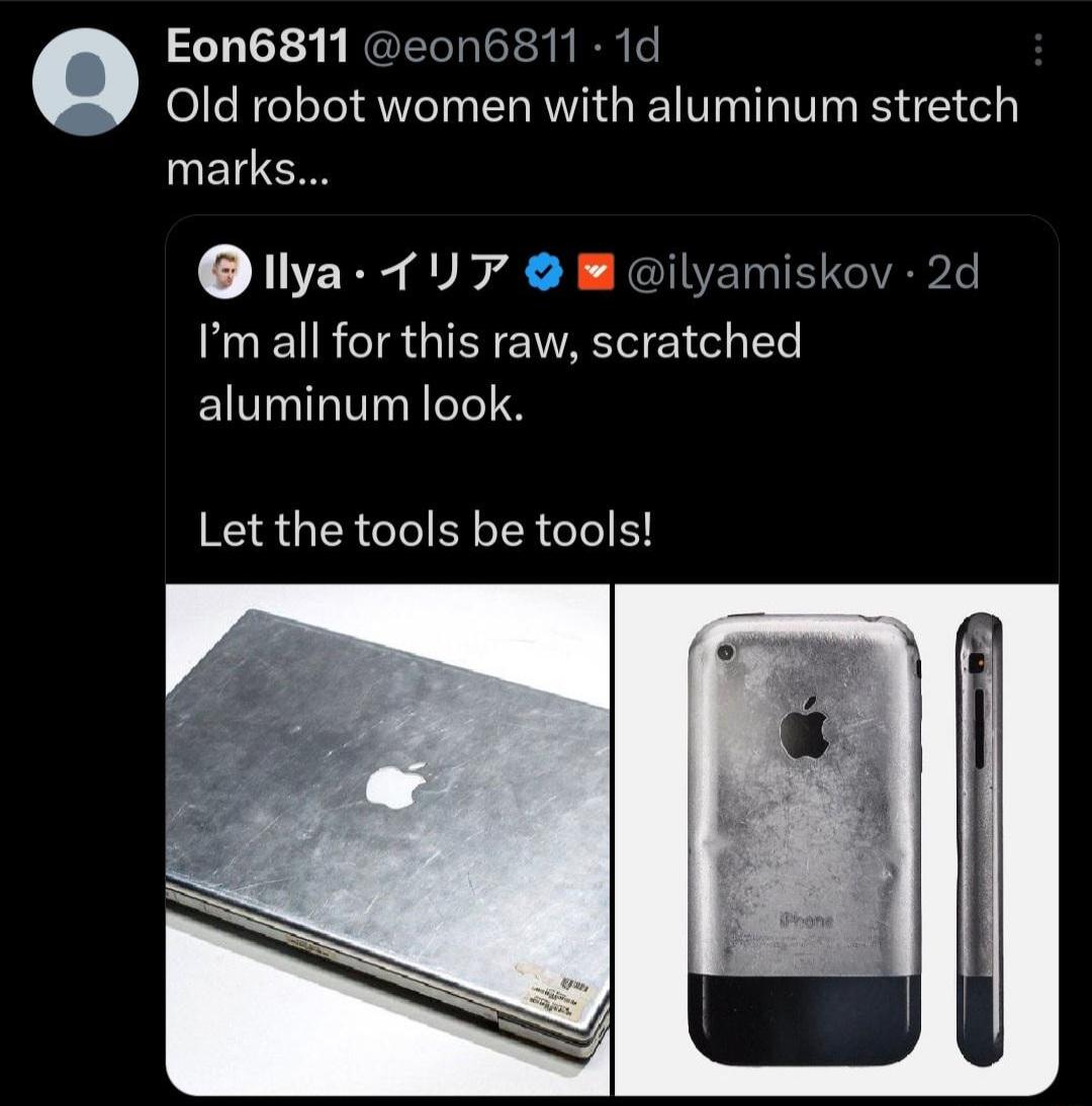 Eon6811 eon6811 1d Old robot women with aluminum stretch UEI llya 17 B ilyamiskov 2d Im all for this raw scratched aluminum look Let the tools be tools