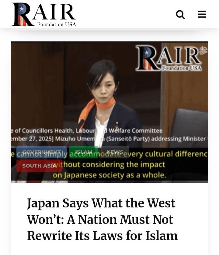 Japan Says What the West Won't: A Nation Must Not Rewrite Its Laws for Islam