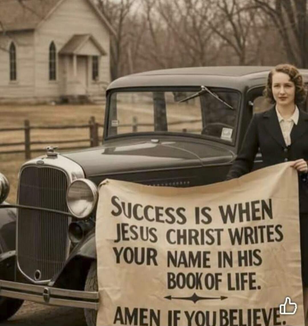 SUCCESS IS WHEN JESUS CHRIST WRITES YOUR NAME IN HIS BOOK OF LIFE. AMEN IF YOU BELIEVE