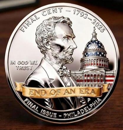 FINAL CENT - 1793-2025
IN GOD WE TRUST
END OF AN ERA
FINAL ISSUE - PHILADELPHIA