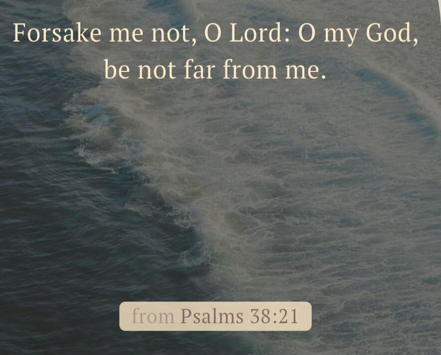 Forsake me not, O Lord: O my God, be not far from me. from Psalms 38:21
