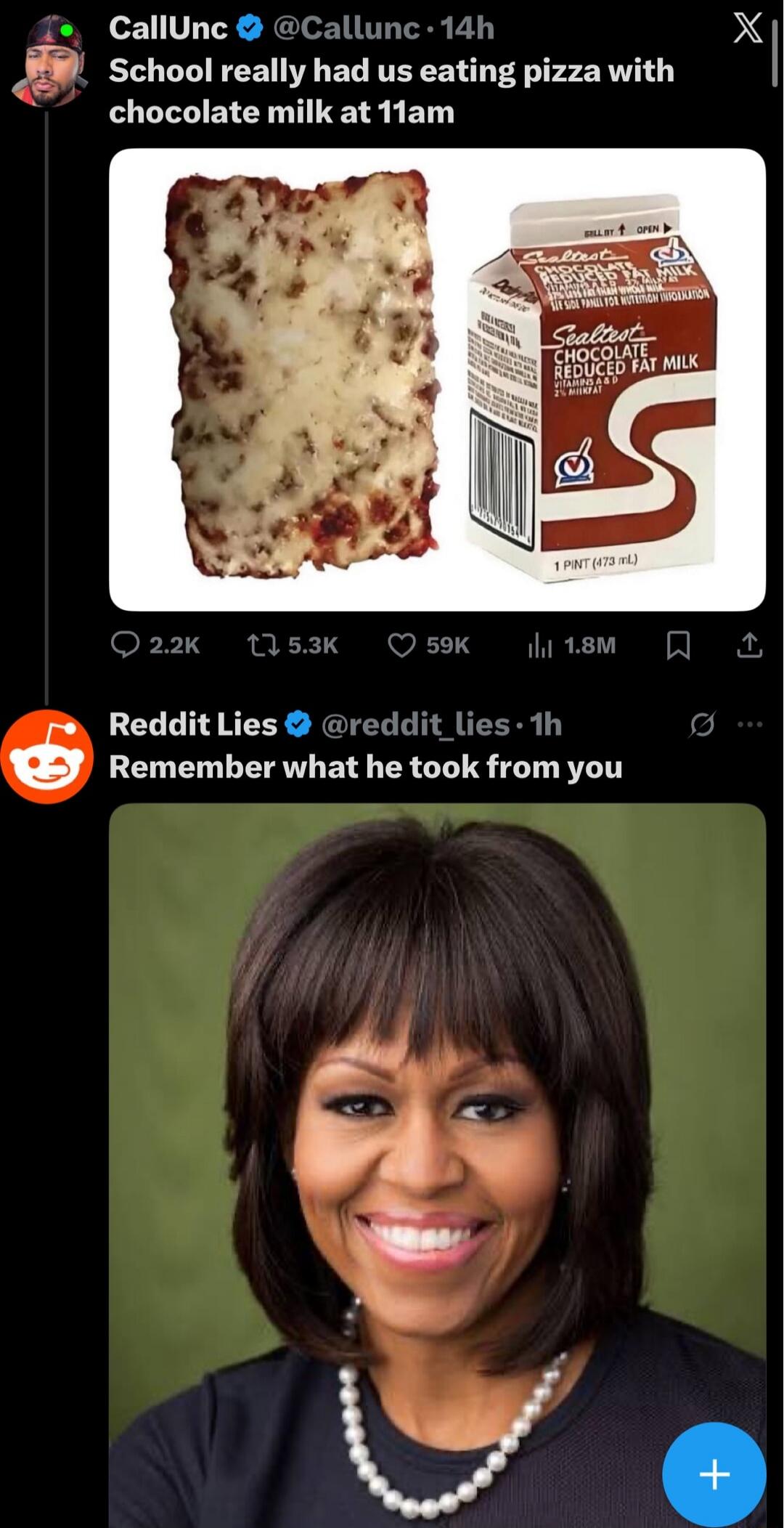 School really had us eating pizza with chocolate milk at 11am
Remember what he took from you