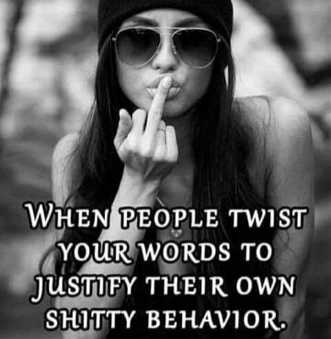 WHEN PEOPLE TWIST YOUR WORDS TO JUSTIFY THEIR OWN SHITTY BEHAVIOR.