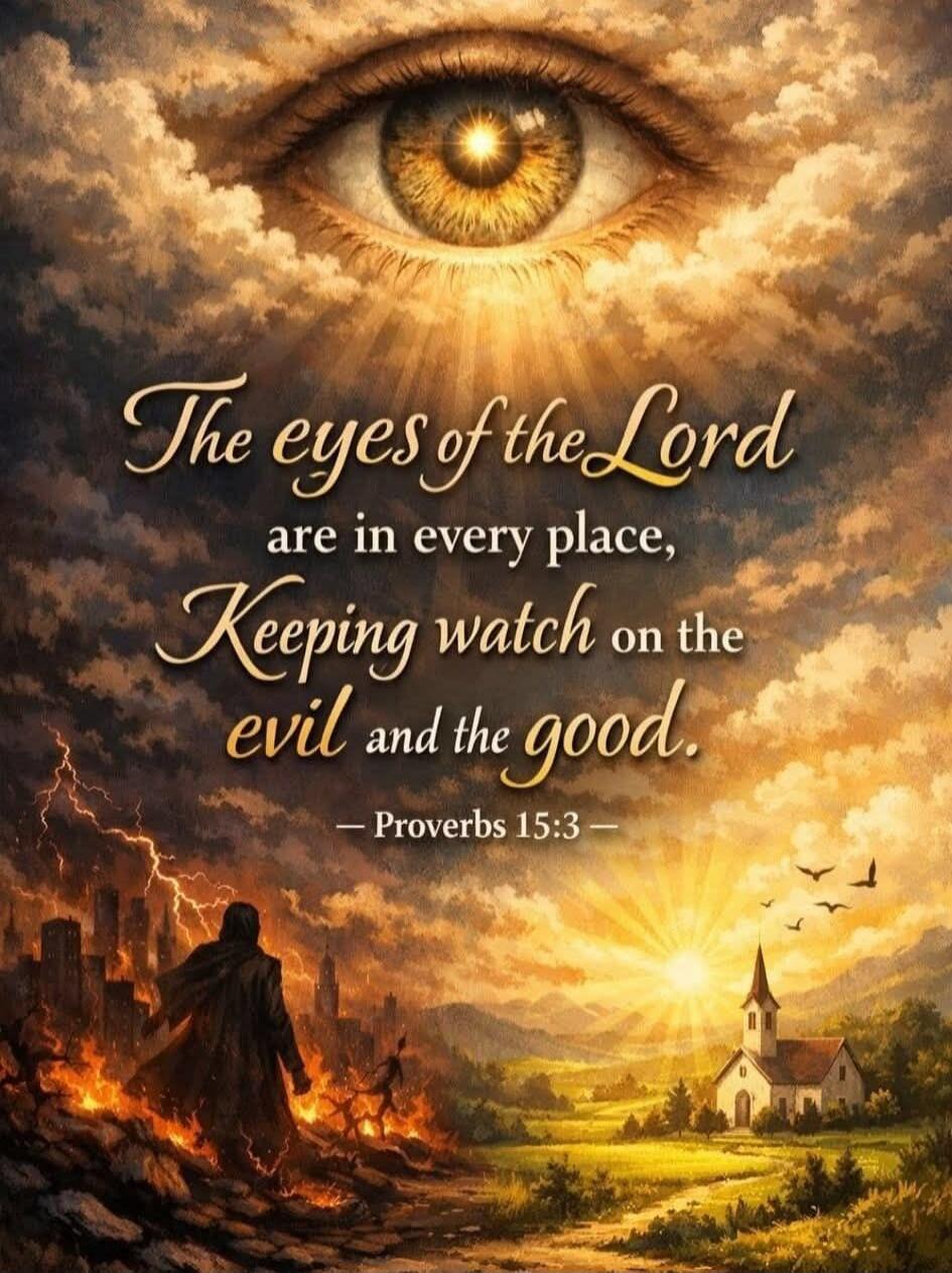 The eyes of the Lord are in every place, Keeping watch on the evil and the good. — Proverbs 15:3 —