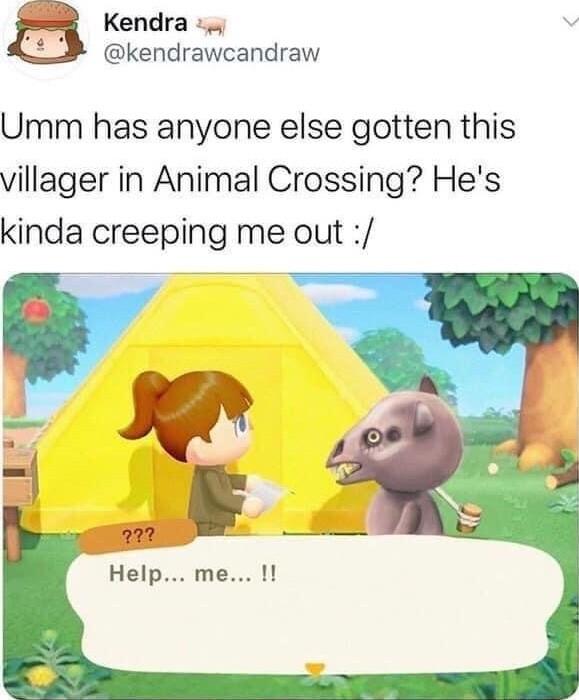 PR Kendra L kendrawcandraw Umm has anyone else gotten this villager in Animal Crossing Hes kinda creeping me out