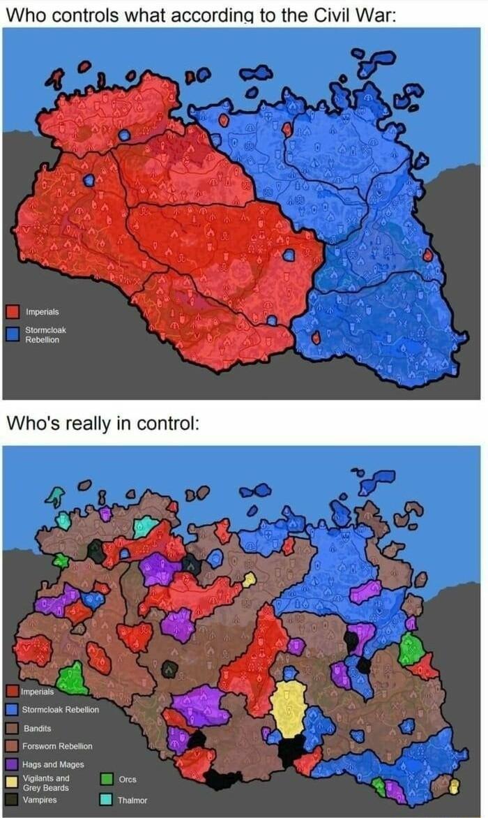Who controls what according to the Civil War Whos really in control