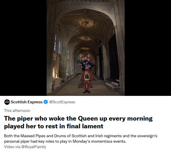Scottsh Express The piper who woke the Queen up every morning played her to rest in final lament