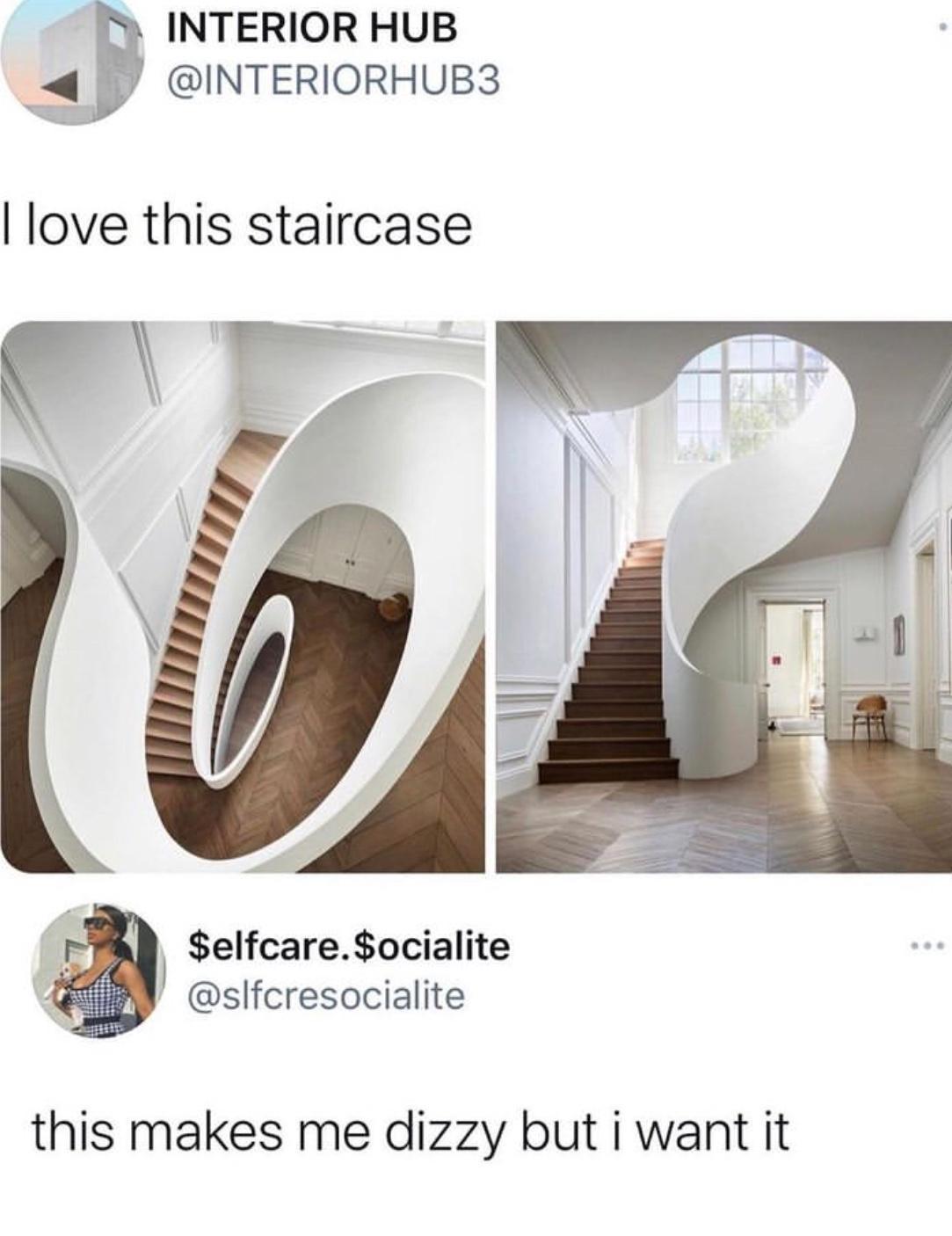 INTERIOR HUB INTERIORHUB3 love this staircase elfcareocialite l slfcresocialite this makes me dizzy but i want it