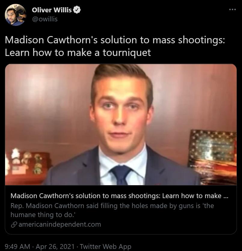 AHIEY ouwillis Madison Cawthorns solution to mass shootings Learn how to make a tourniquet VETe e WeE AWy Tel g RET V ileTy R oW E s TeTel 11 To S RE 1 W o VA ol o I NG oMV E el eTs W dsTeT o IEE Ve Bl aTe M1 TN s Tl S s ETe EW o A V T ER R humane thing to do americanindependentcom SRS WA Y Y ol gbed W0 o B AV s STl oY o o