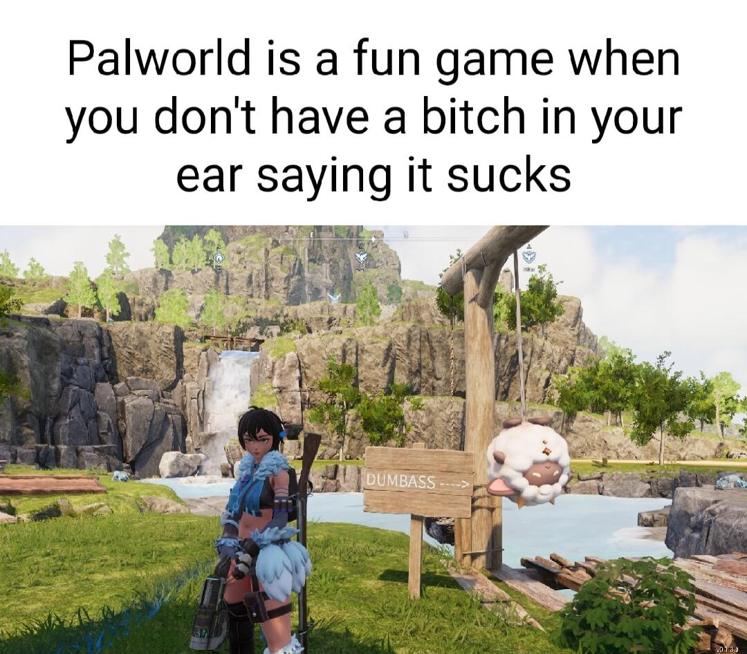 Palworld is a fun game when you dont have a bitch in your ear saying it sucks T
