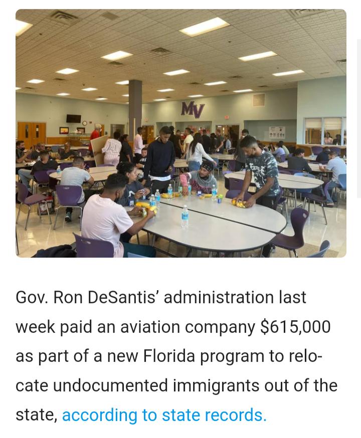 Gov Ron DeSantis administration last week paid an aviation company 615000 as part of a new Florida program to relo cate undocumented immigrants out of the state according to state records
