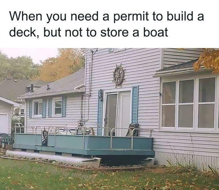 When you need a permit to build a deck but not to store a boat