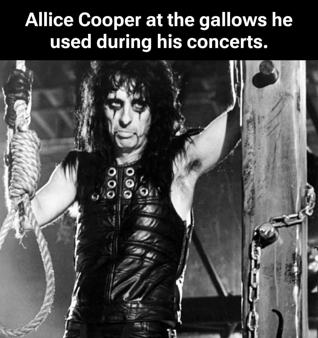 Allice Cooper at the gallows he used during his concerts.