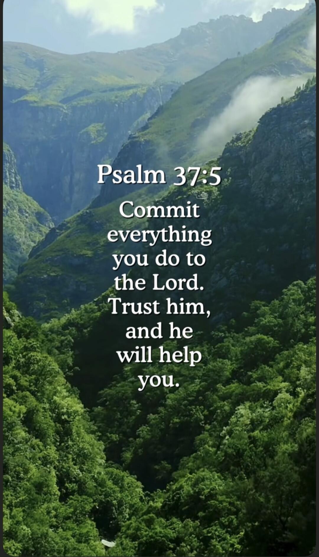 Psalm 37:5 Commit everything you do to the Lord. Trust him, and he will help you.