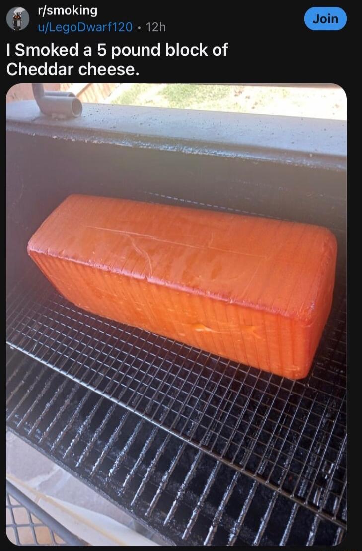 rsmokin Smoked a 5 pound block of Cheddar cheese