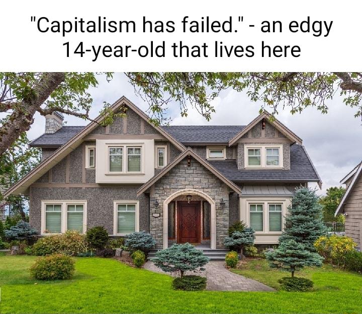Capitalism has failed an edgy 14 year old that lives here