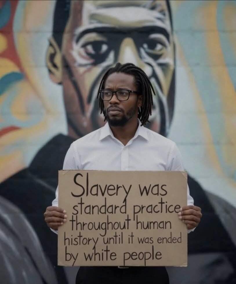 Slavery was standard practice throughout human history until it was ended by white people
