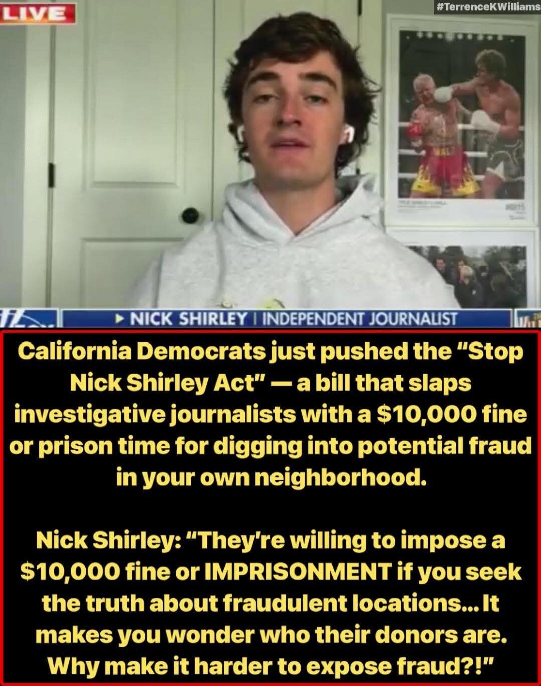 LIVE. #TerrenceKWilliams. NICK SHIRLEY | INDEPENDENT JOURNALIST. California Democrats just pushed the 