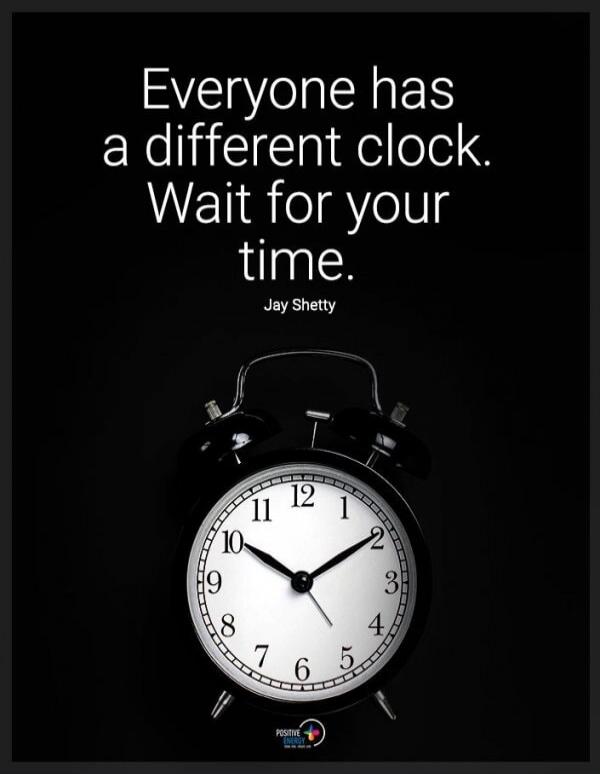 Everyone has a different clock. Wait for your time. Jay Shetty