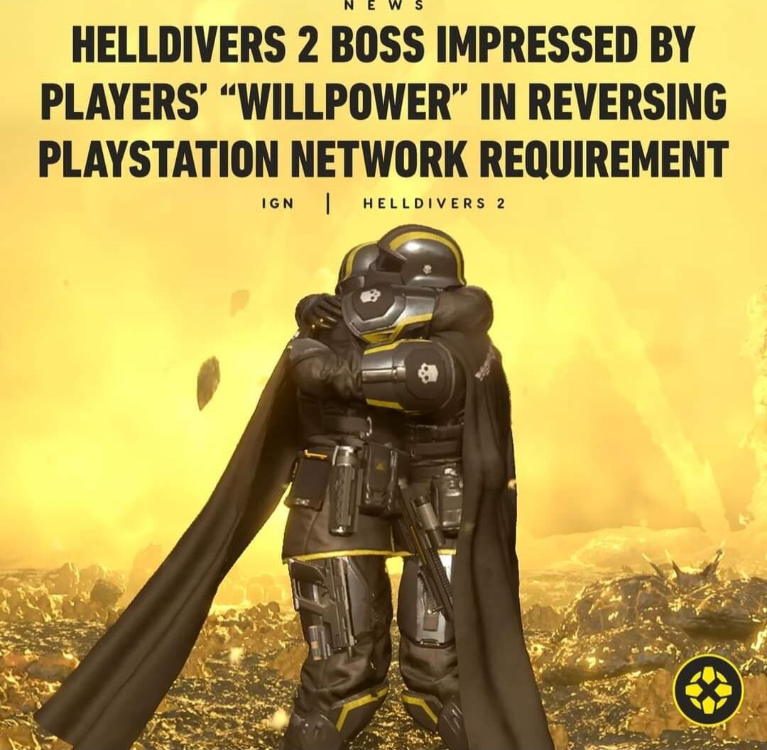 HELLDIVERS 2 BOSS IMPRESSED BY PLAYERS WILLPOWER IN REVERSING PLAYSTATION NETWORK REQUIREMENT