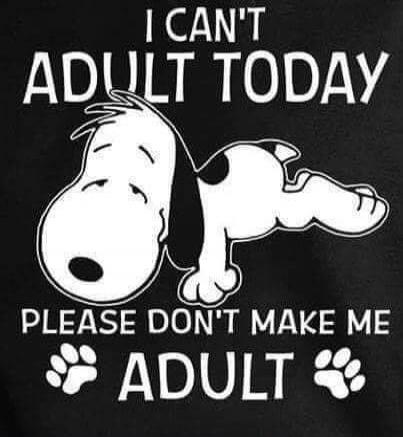 I CAN'T ADULT TODAY PLEASE DON'T MAKE ME ADULT