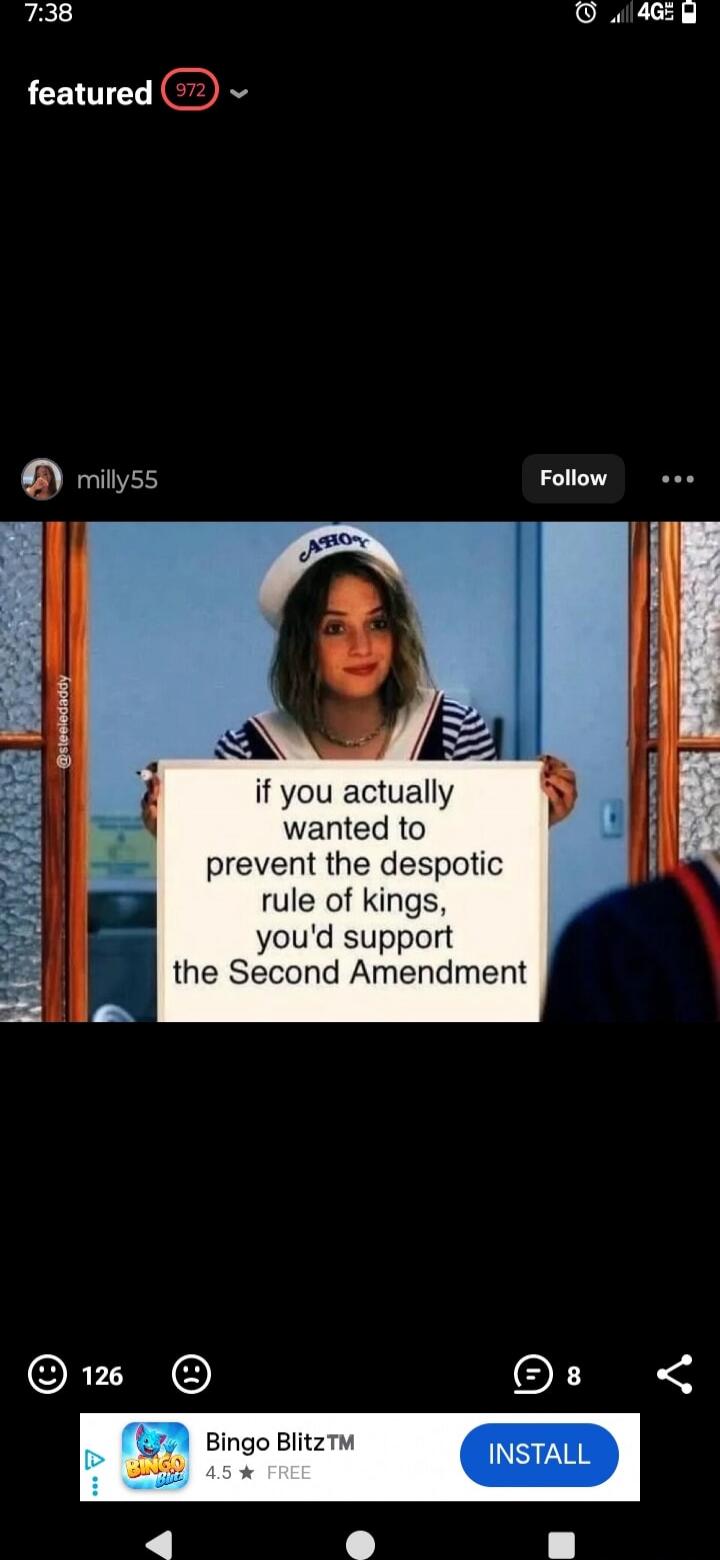 if you actually wanted to prevent the despotic rule of kings, you'd support the Second Amendment