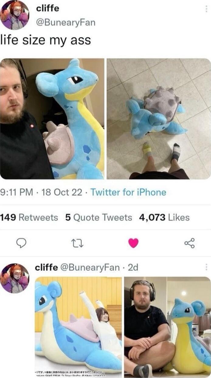 cliffe BunearyFan life size my ass 911PM 18 Oct 22 Tv r for iPhone 149 Retweets 5 Quote Tweets 4073 Likes 9 B L 4 Q cliffe BunearyFan 2