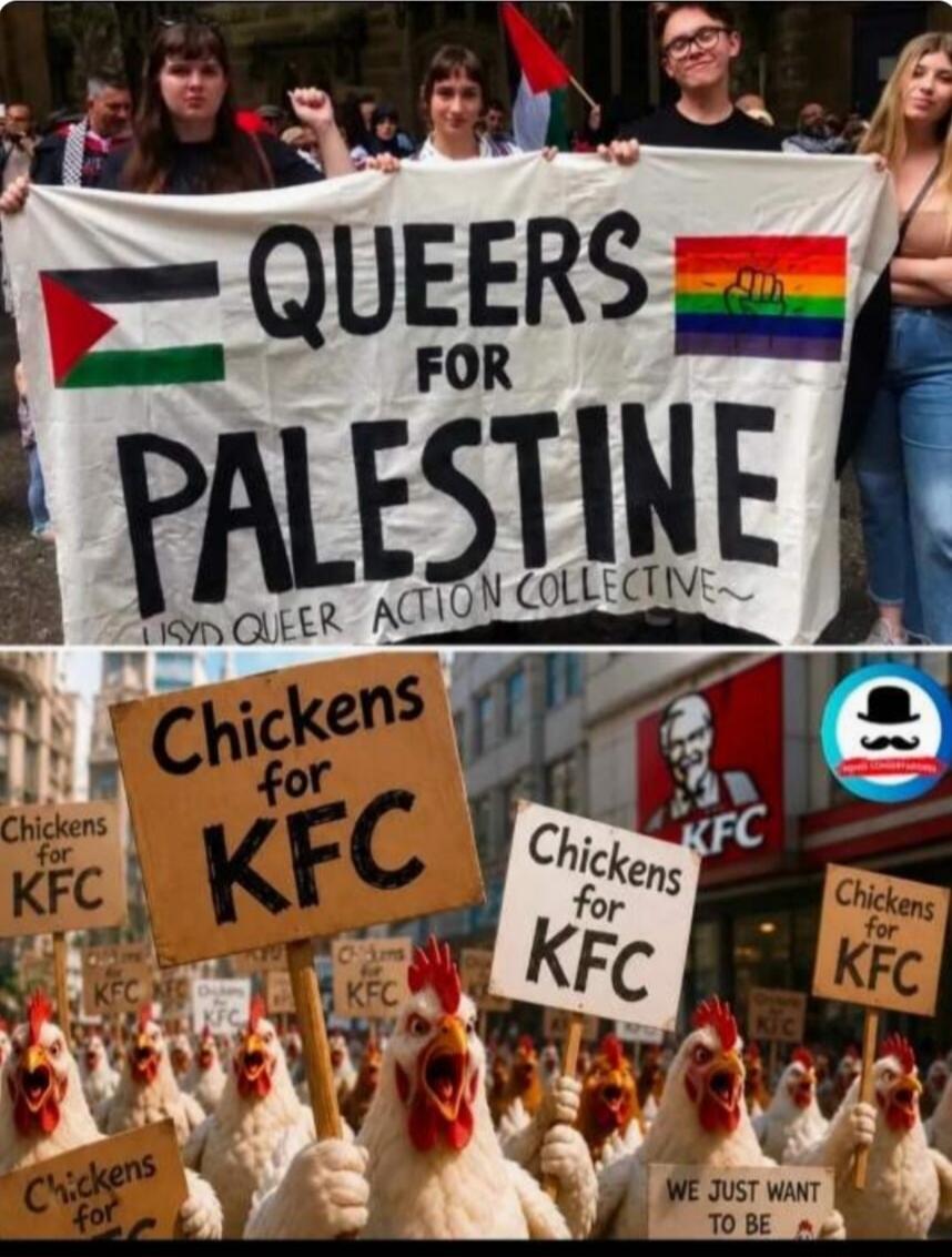 QUEERS FOR PALESTINE USYD QUEER ACTION COLLECTIVE Chickens for KFC WE JUST WANT TO BE