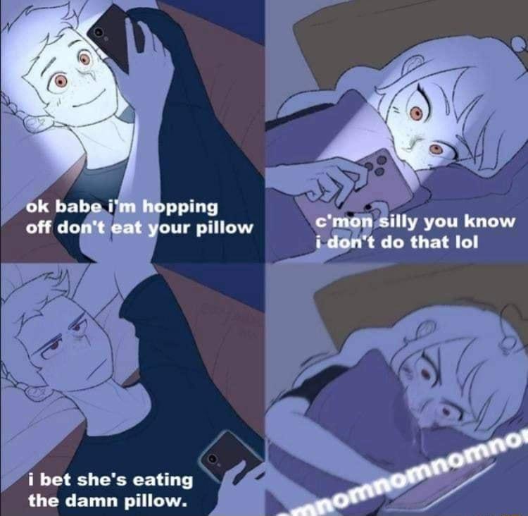 i bet shes eating the damn pillow