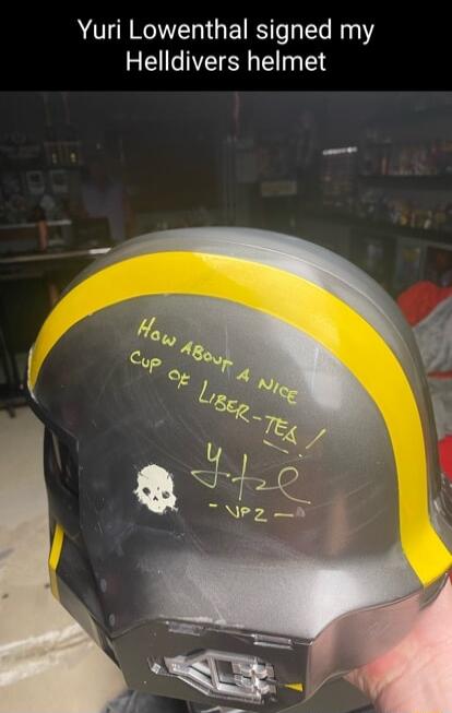 Yuri Lowenthal signed my Helldivers helmet