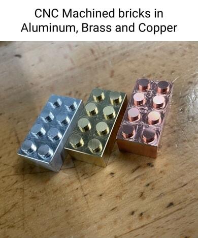 CNC Machined bricks in Aluminum Brass and Copper