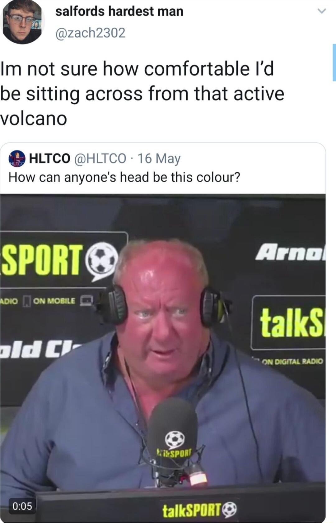 salfords hardest man Im not sure how comfortable Id be sitting across from that active olcano HLTCO HLTCO 16 May How can anyones head be this colour