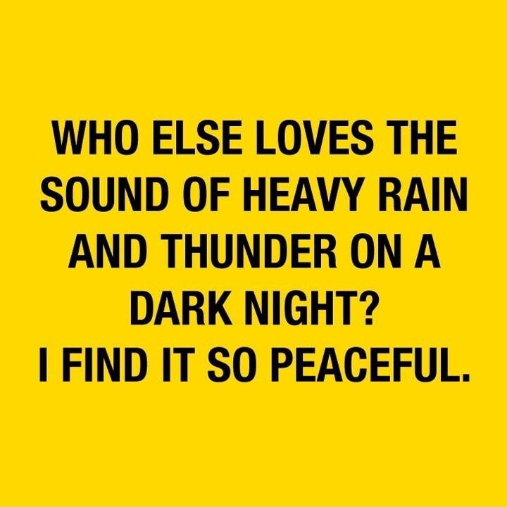 WHO ELSE LOVES THE SOUND OF HEAVY RAIN AND THUNDER ON A DARK NIGHT I FIND IT SO PEACEFUL