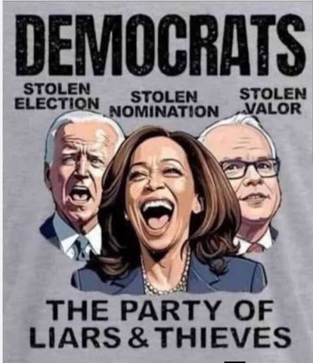 DEMOCRATS STOLEN ELECTION STOLEN NOMINATION STOLEN VALOR THE PARTY OF LIARS & THIEVES