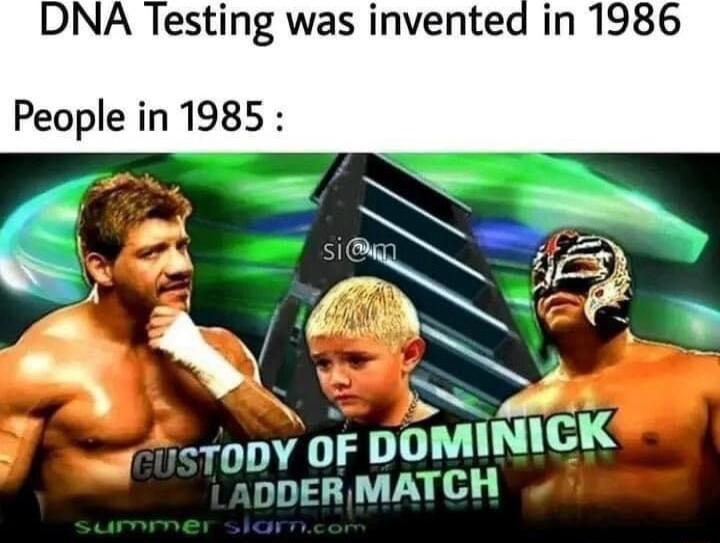 DNA Testing was invented in 1986 People in 1985 B D o 4 opy oF DOMINICK ADDER MATCH