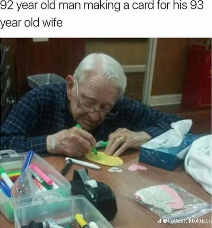 year old man making a cara year old wife