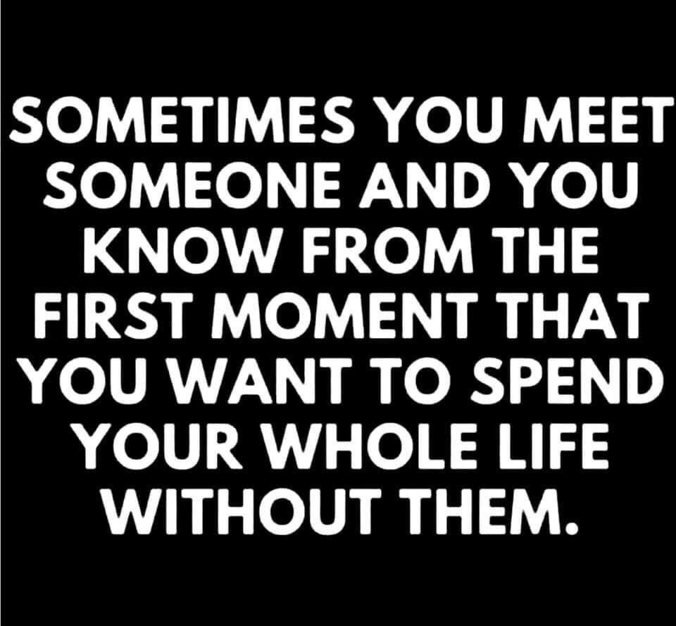 SOMETIMES YOU MEET SOMEONE AND YOU KNOW FROM THE FIRST MOMENT THAT YOU WANT TO SPEND YOUR WHOLE LIFE WITHOUT THEM