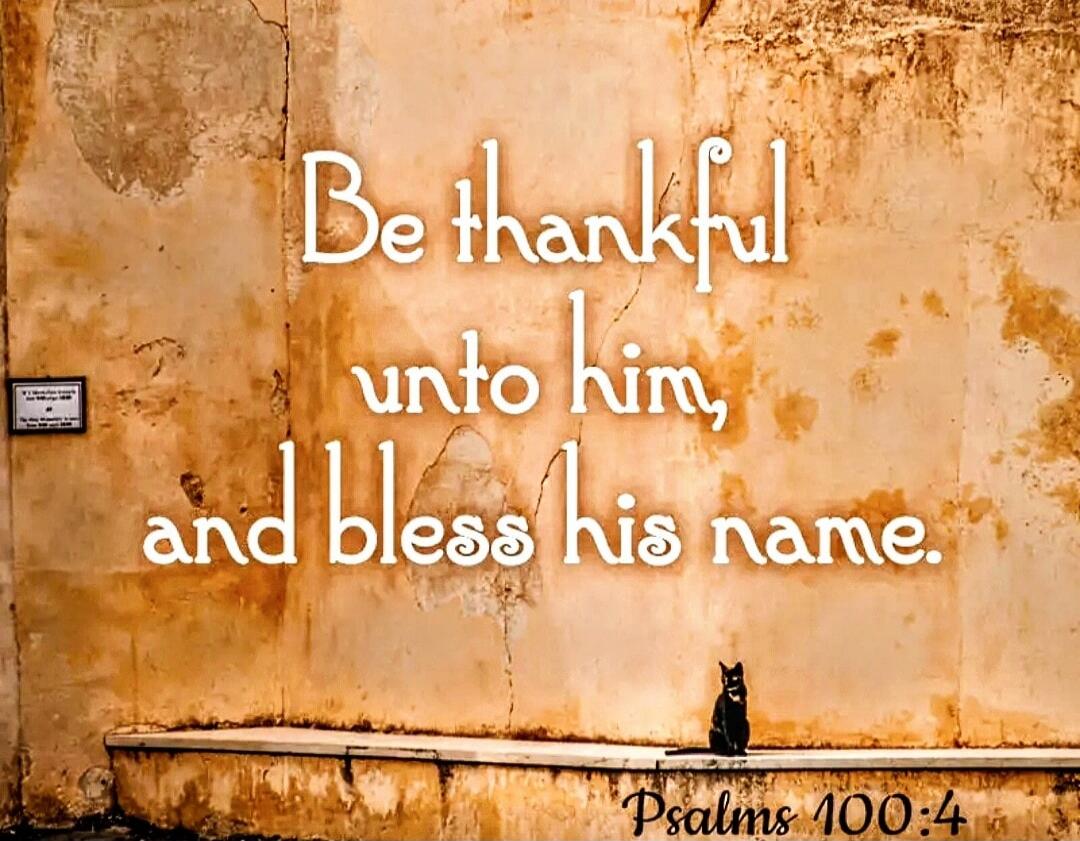 Be thankful unto him, and bless his name. Psalms 100:4