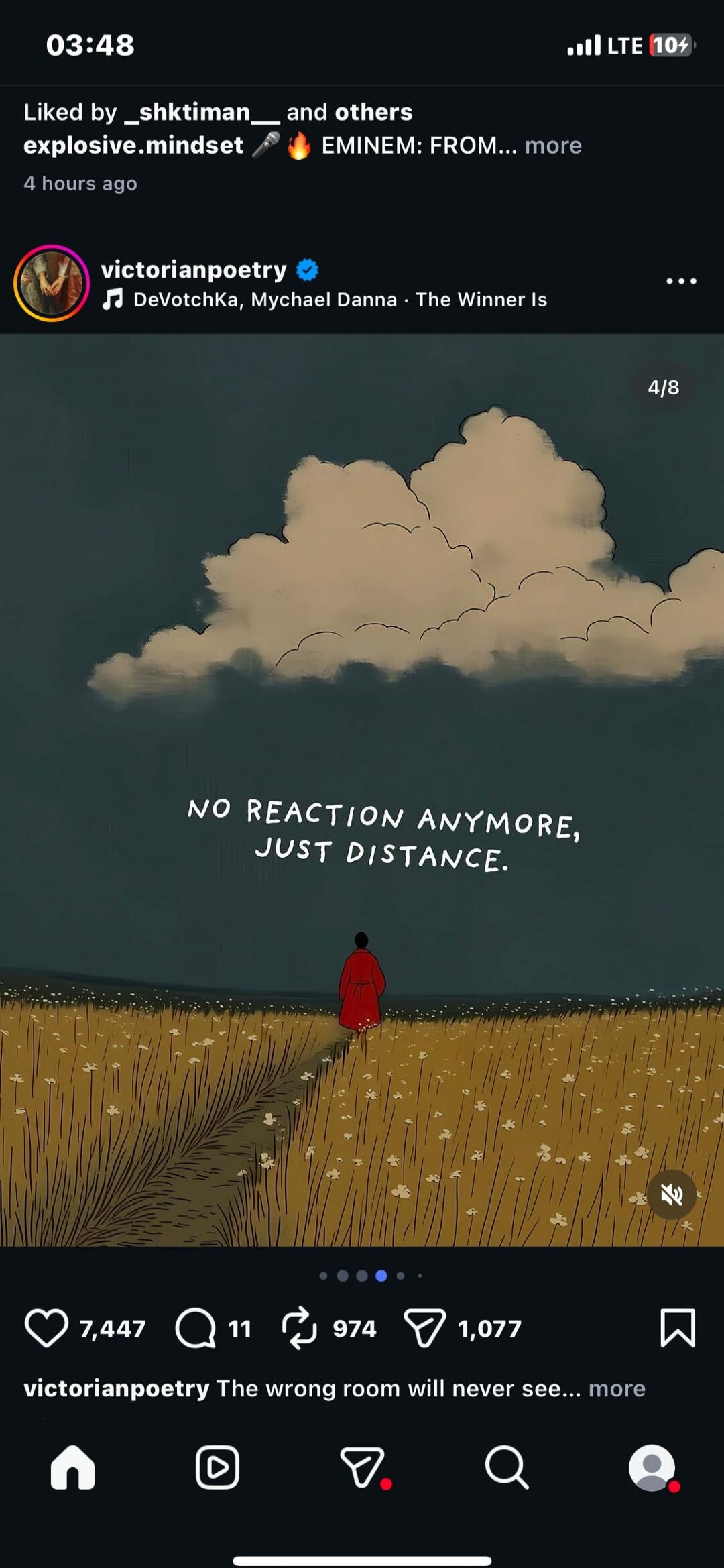 NO REACTION ANYMORE, JUST DISTANCE.