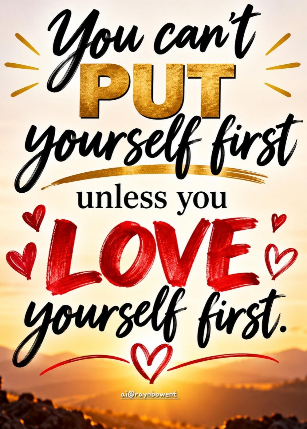 You can't PUT yourself first unless you LOVE yourself first. ai@raynbowent