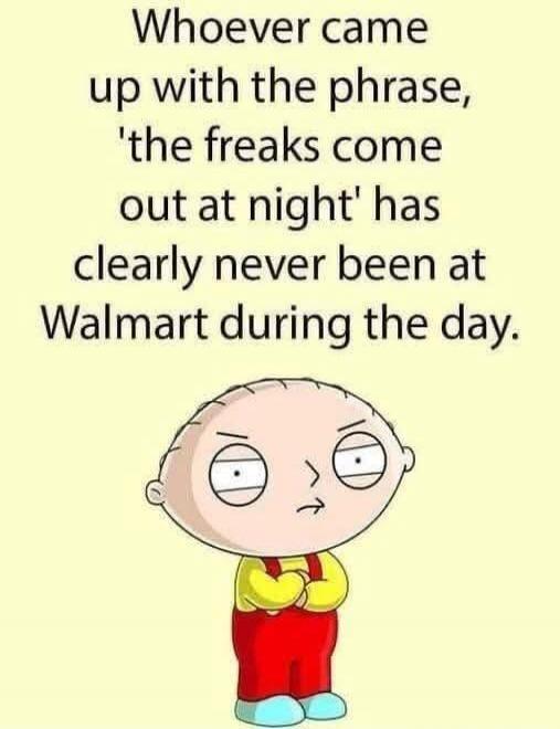 Whoever came up with the phrase, 'the freaks come out at night' has clearly never been at Walmart during the day.